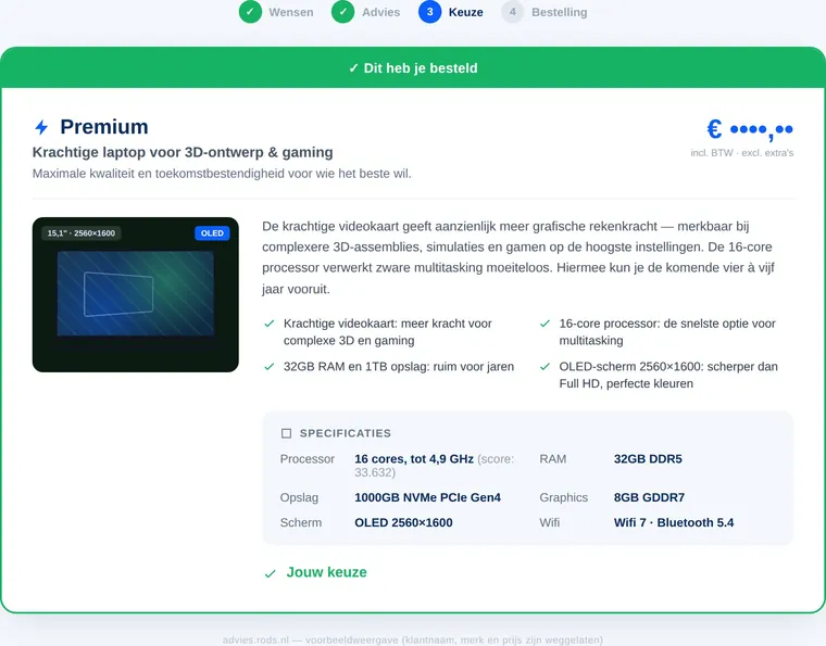 Schermafbeelding van de AI-offertegenerator